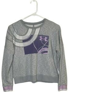 Under Armour Girls gray Sweatshirt Space Dye Crew Neck Long Sleeve Pullover Y LG